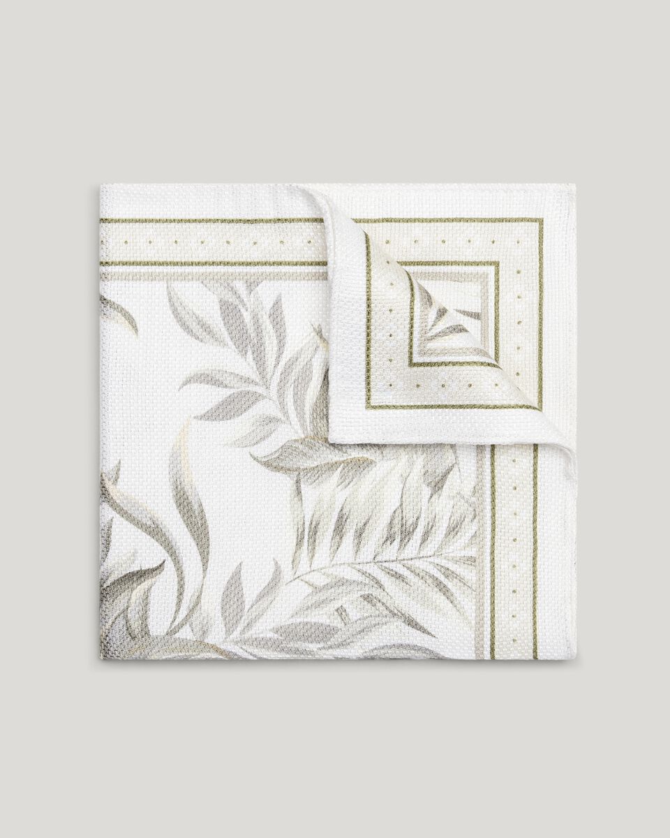 Linen Silk Blend Printed Print Pocket Square 